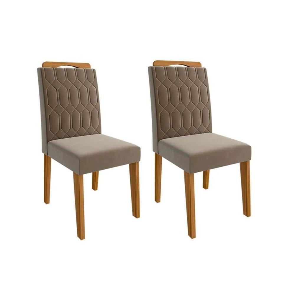 Kit 2 Cadeiras De Cozinha Paola Wood 2 Un Madeirado-suede Joli Capuccino - Cimol - 1