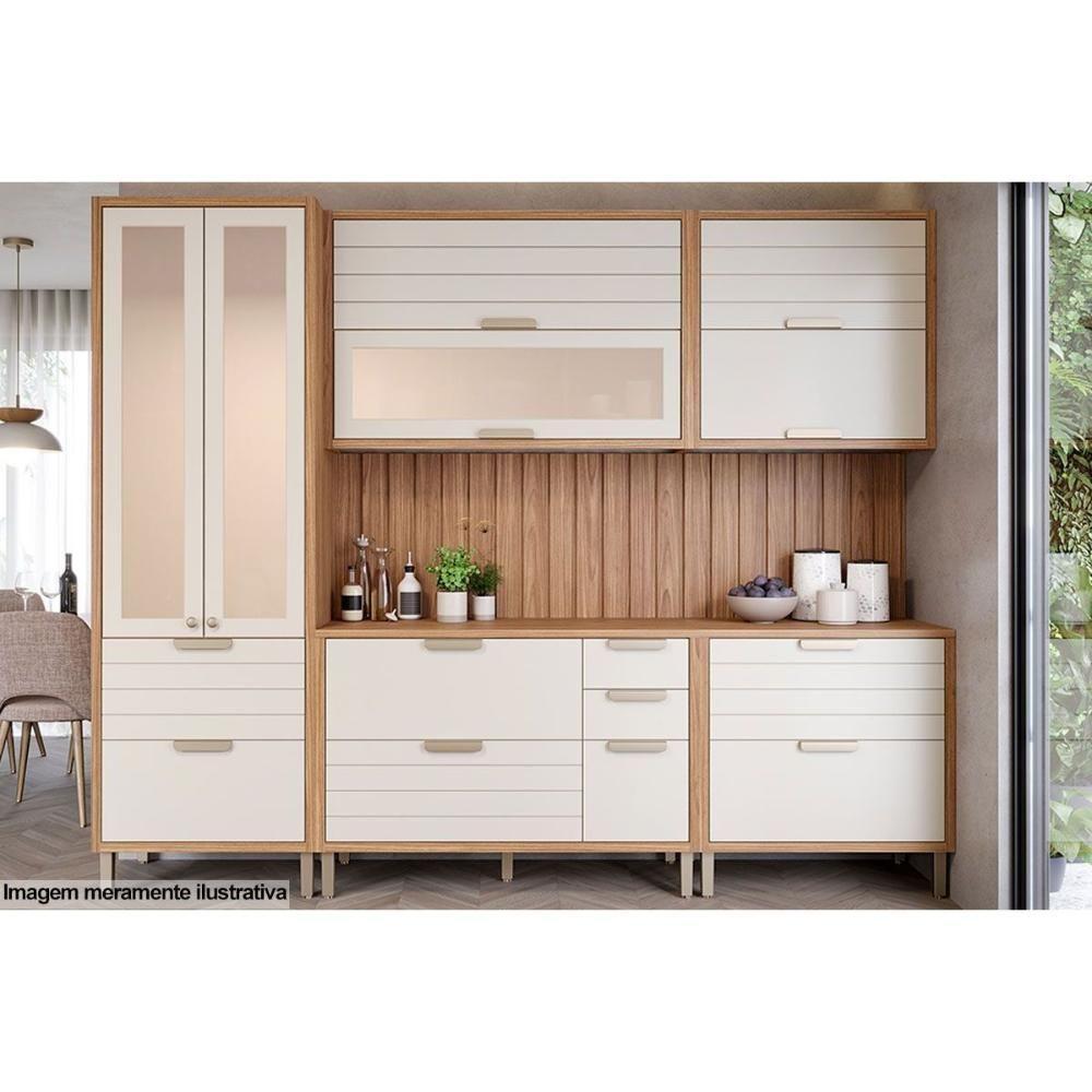 Armário Aéreo Cozinha Modulado Eloise C- 2 Portas Basculante C- Vidro Reflecta 120cm Cinamomo-platina - Mgm - 2