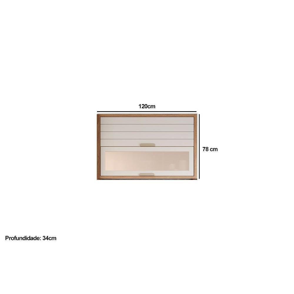 Armário Aéreo Cozinha Modulado Eloise C- 2 Portas Basculante C- Vidro Reflecta 120cm Cinamomo-platina - Mgm - 4