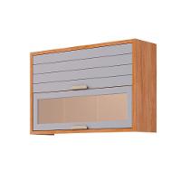 Armário Aéreo Cozinha Modulado Eloise C- 2 Portas Basculante C- Vidro Reflecta 120cm Cinamomo-platina - Mgm - 1