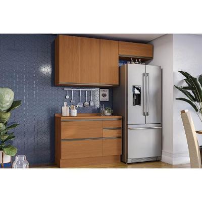 Kit de Cozinha Completa Maxxi 1 Porta 4 Gavetas MDF 120cm Amadeirado