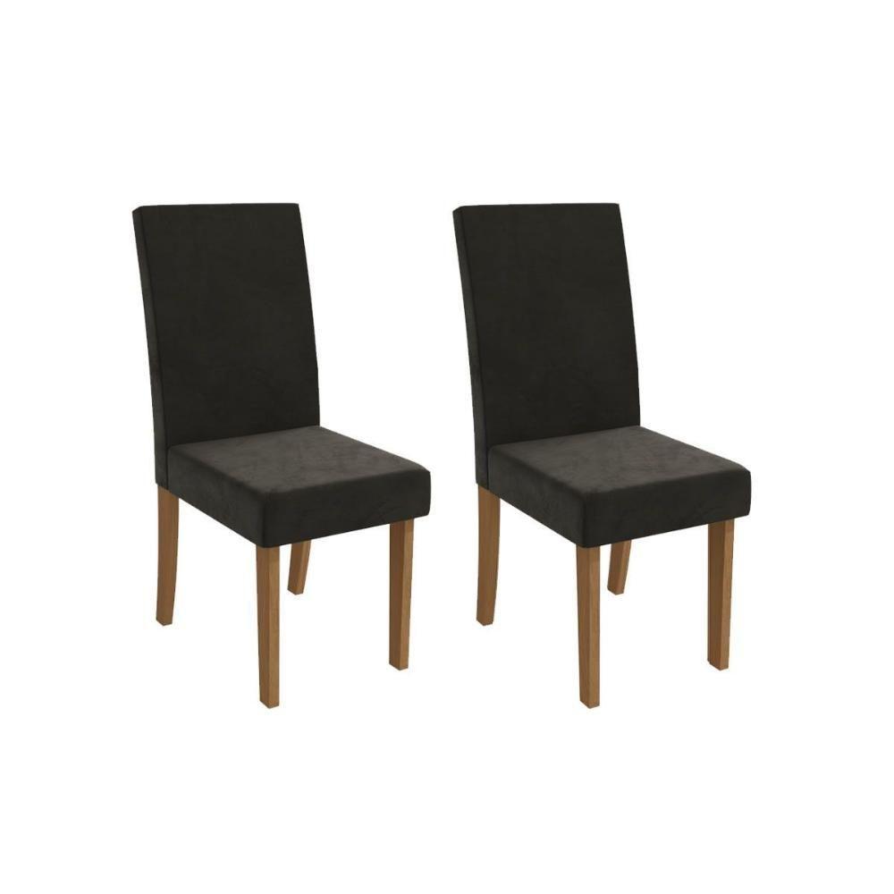 Cadeira Sala De Jantar Dália 2cad131 Madeirado Kit 2 Un Canela-suede Grafite - Kappesberg - 1