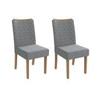 Cadeira Sala De Jantar Rosa 2cad129 Madeirado Kit 2 Un Canela-linho Grafite - Kappesberg - 1