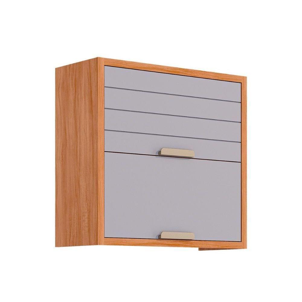 Armário De Cozinha Modulado Eloise C- 2 Portas Basculante Riscadas 80 Cm Cinamomo-platina - Mgm - 1