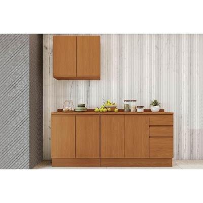 Kit de Cozinha Completa Ciela 4 Portas 3 Gavetas MDF 200cm Amadeirado