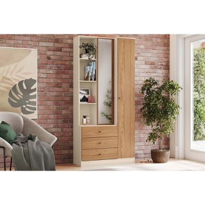Multiuso Quarto 2 Portas (1 C- Espelho) E 3 Gavetas Doha Off White-nature - Henn