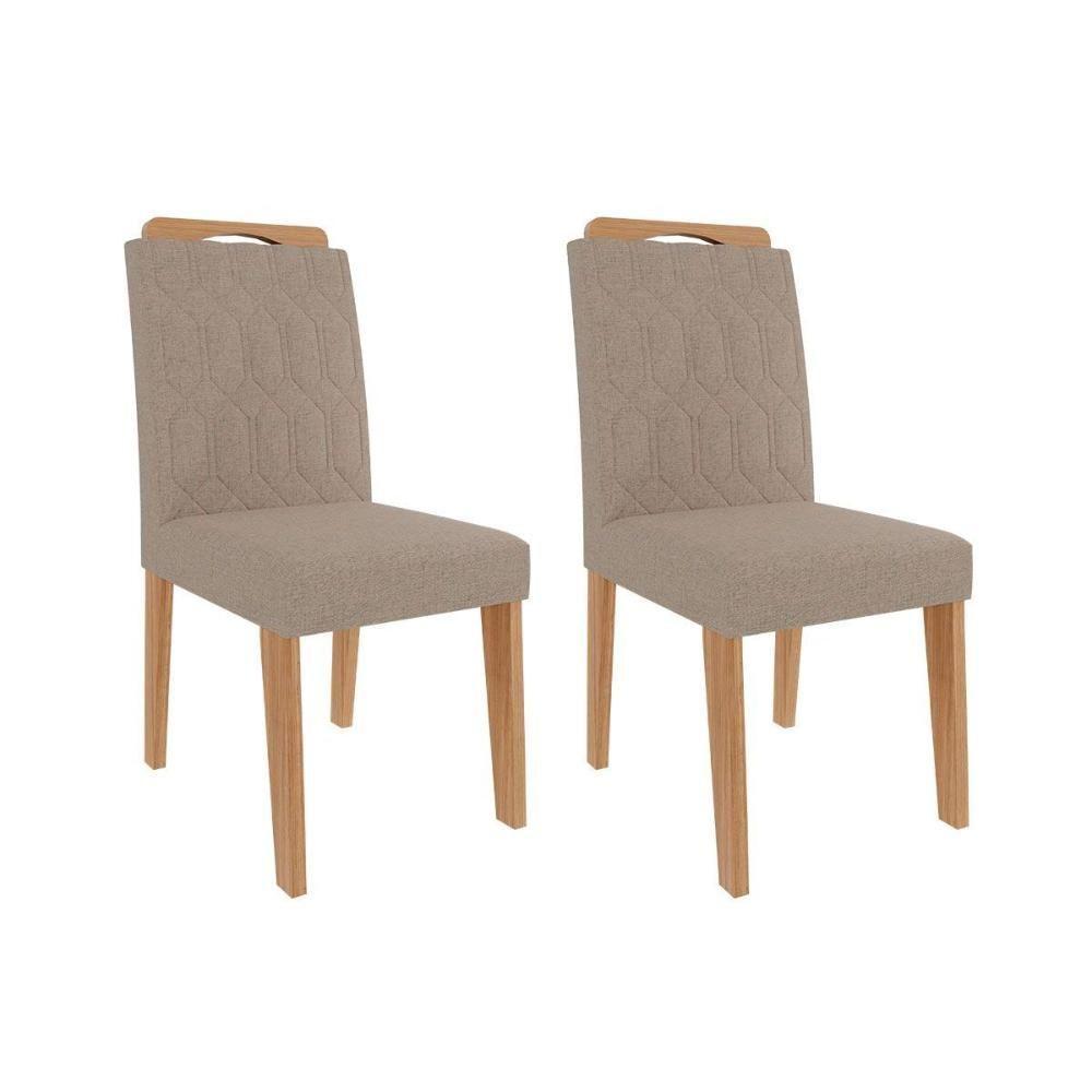 Kit 2 Cadeiras De Cozinha Paola Wood 2 Un Madeirado- Linho Bege - Cimol - 1