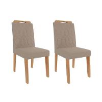 Kit 2 Cadeiras De Cozinha Paola Wood 2 Un Madeirado- Linho Bege - Cimol - 1