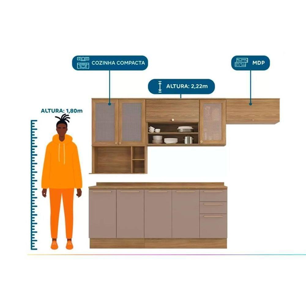 Cozinha Modulada Kappsberg Botanic Botanic 8 Peças (4aéreos+2balcões+2complementos) M665 Nogueira-fendi-kappesberg - 2