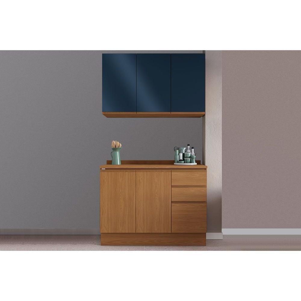 Kit De Cozinha Completa 3 Peças Ciela (1aéreo+1balcão+1complemento) C3p21 Canela-azul Profundo - Kappesberg - 1