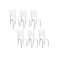 Cadeira De Cozinha Florença 2c005 Aço Kit 6 Uni Cromada-branco 106 - Kappesberg - 1