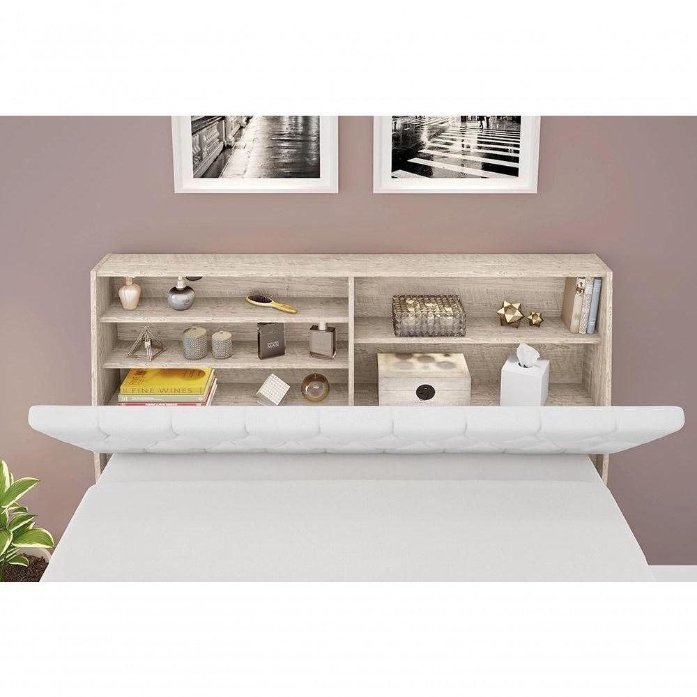 Cabeceira Box Casal 1,38 Isis Amarula Com Capitonê Branco - Framar Móveis - 4