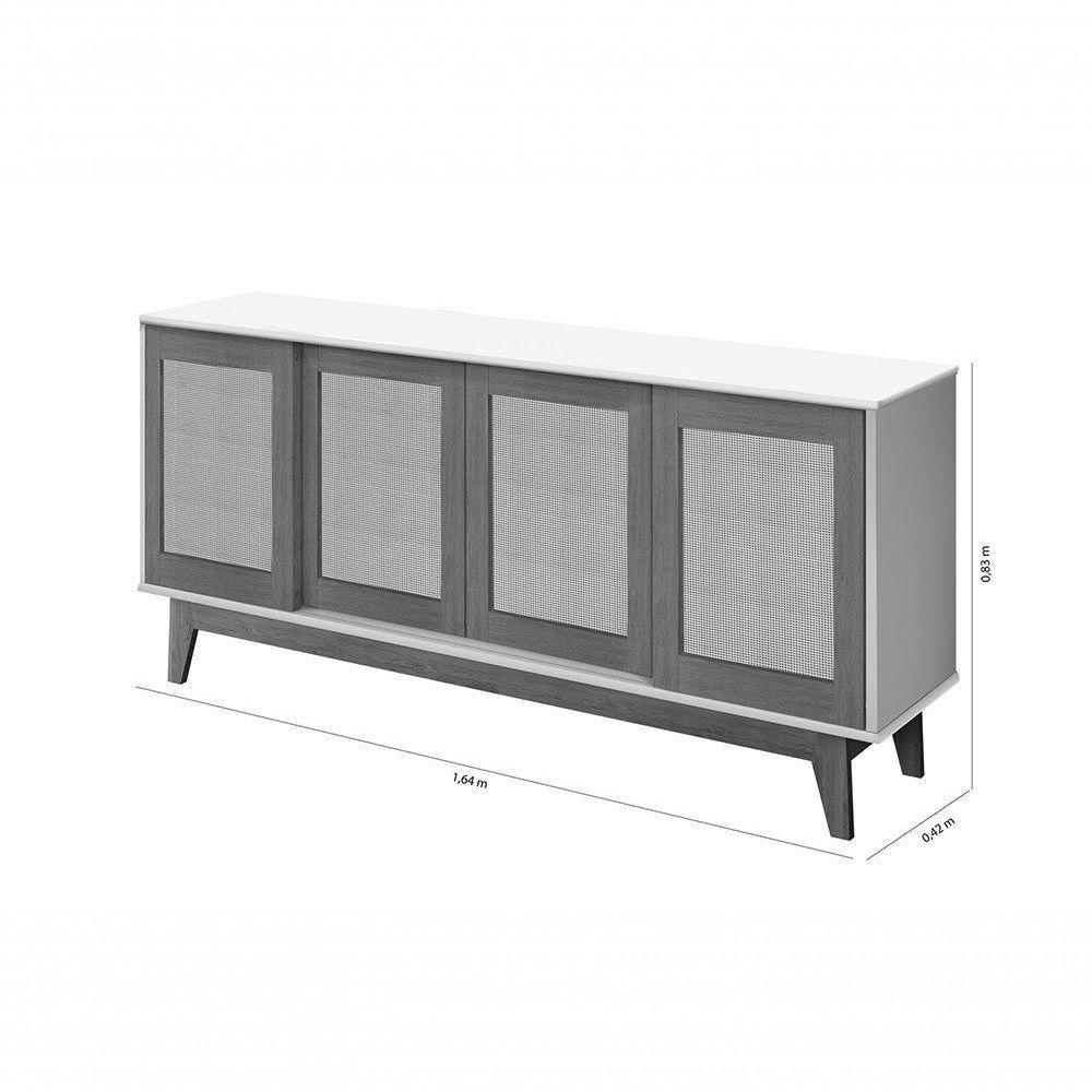 Buffet Detroit 4 Portas Branco / Madeira - Tebarrot - 1