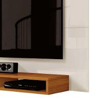 Painel Pequeno Para Tv 43 Polegadas Suspenso 1,20m Com Nicho Off White Cedro - 4