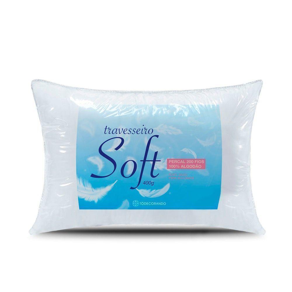 Travesseiro Soft Percal 200 Fios 100% Algodão - Fibra Siliconada - Branco - 1