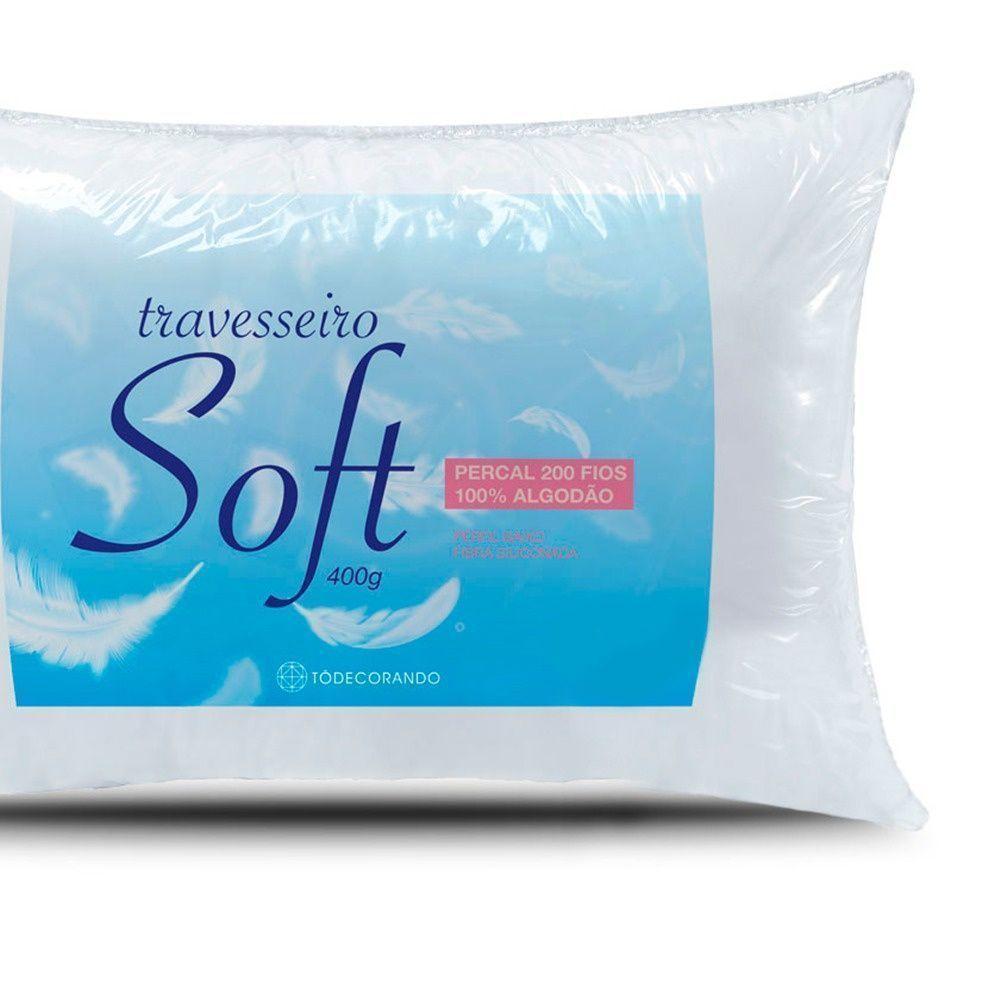 Travesseiro Soft Percal 200 Fios 100% Algodão - Fibra Siliconada - Branco - 3