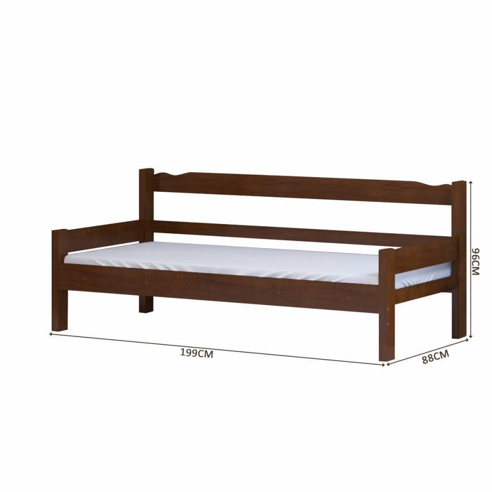 Sofá Cama 3 Lugares Madeira Maciça Com Colchão Solteiro - 4