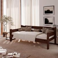 Sofá Cama 3 Lugares Madeira Maciça Com Colchão Solteiro - 2