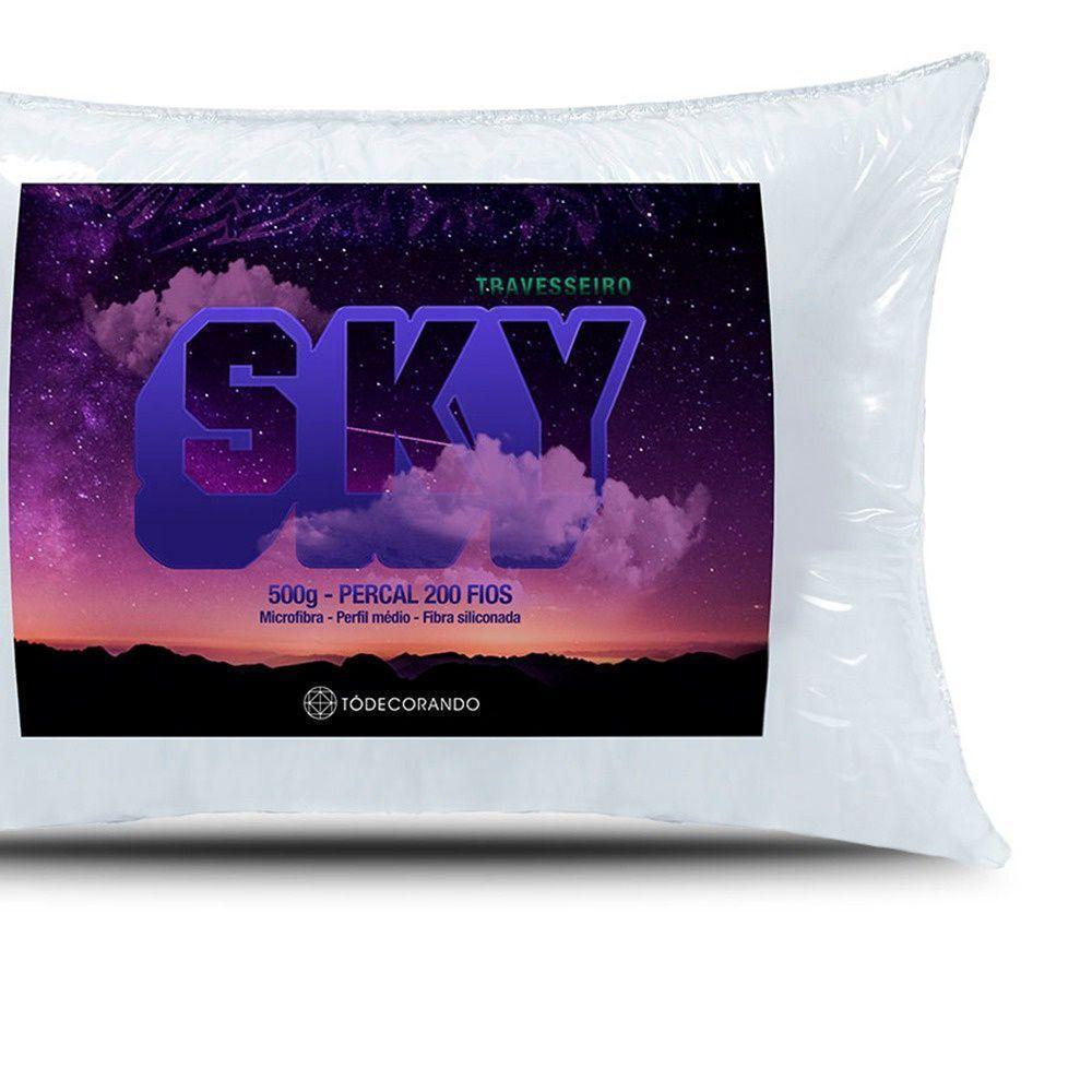 Travesseiro Sky Percal 200 Fios 100% Poliéster - Fibra Siliconada - Branco - 3