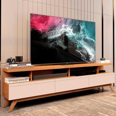 Rack Moderno Tv Até 70 Pol 3 Gavetas E Pés Em Madeira 1.8m Nature Off White Nature/off White