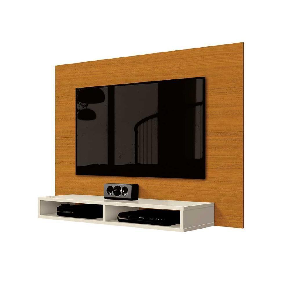 Painel Pequeno Para Tv 43 Polegadas Suspenso 1,20m Com Nicho Cedro Off White - 3