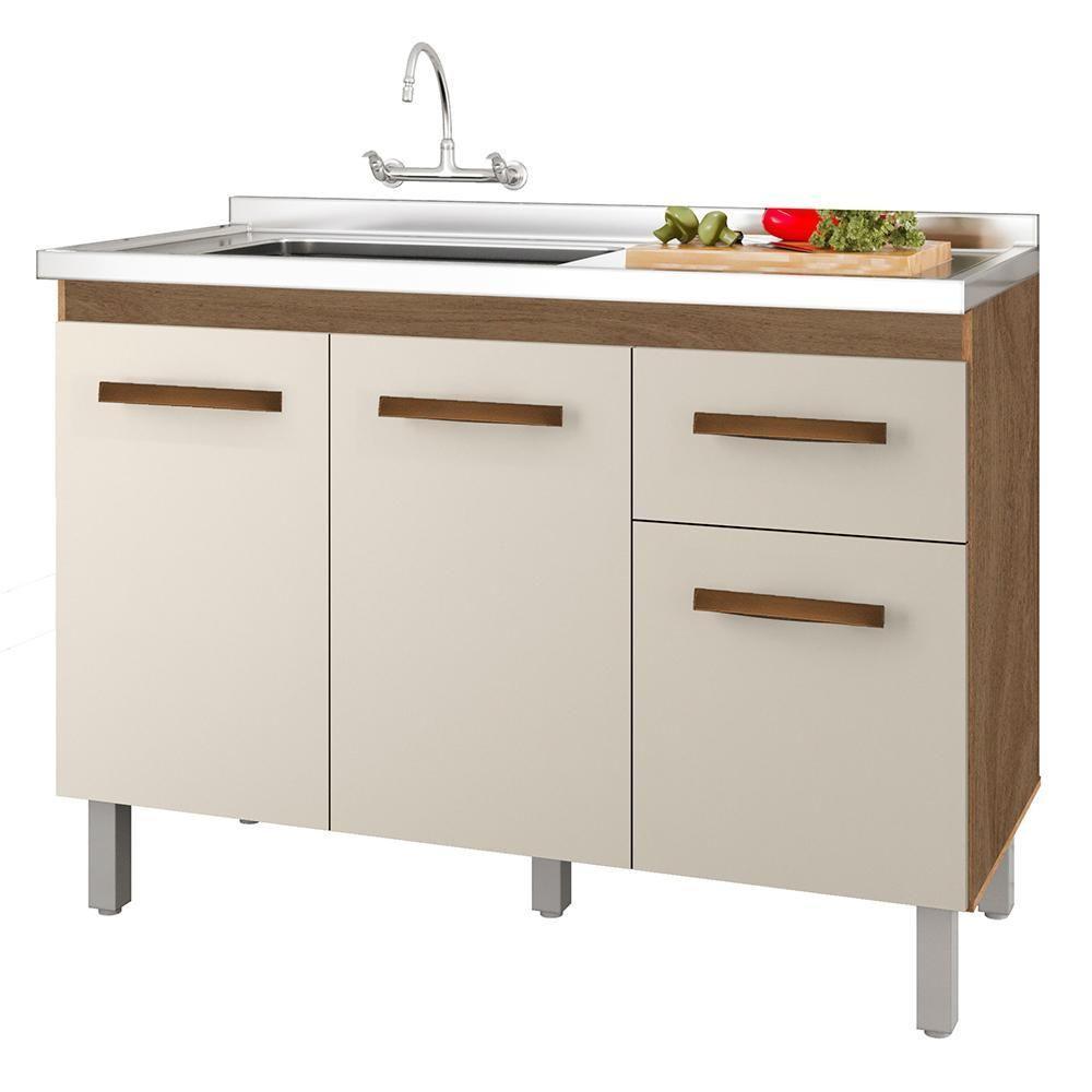 Balcao Para Pia 3p 1g 120 Cm Anita Savana Off White Mobbs Savana Off White - 1