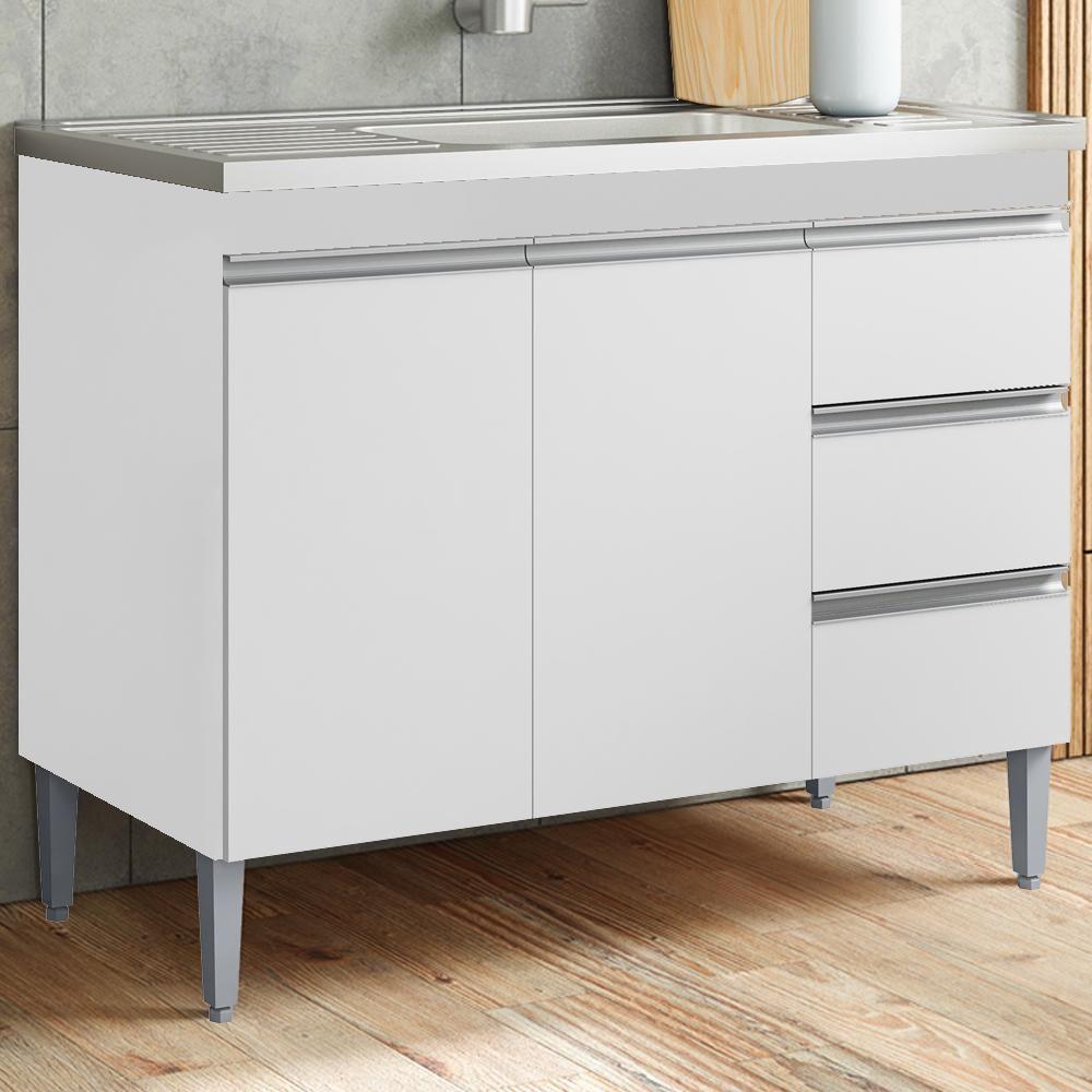 Balcao Pia Sem Tampo 2 Pt 3 G 97 Cm Andreia Branco Reajl Moveis Branco - 2