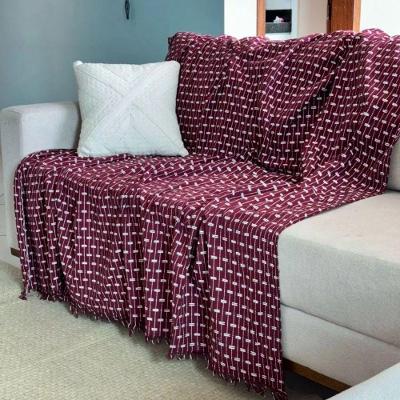 02 Manta Para Sofá Ou Cama Grande 2,50x,180 De 2 E 3 Lugares Capa Protetora Para Sofa Gigante Algodão Vinho-branco