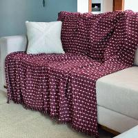 02 Manta Para Sofá Ou Cama Grande 2,50x,180 De 2 E 3 Lugares Capa Protetora Para Sofa Gigante Algodão Vinho-branco - 1