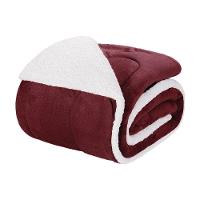 Coberdrom 1 Peça Solteiro Fleece Com Sherpa Noruega 100% Poliéster - Vinho - 1