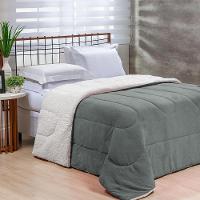 Coberdrom 1 Peça Solteiro Fleece Com Sherpa Noruega 100% Poliéster - Cinza - 2