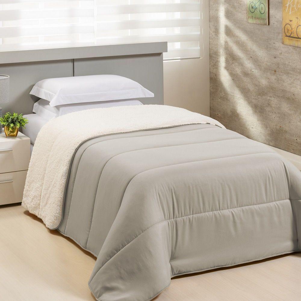 Coberdrom 1 Peça Solteiro Percal 200 Fios Com Sherpa Flupy 100% Poliéster - Avela - 1