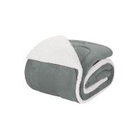 Coberdrom 1 Peça Solteiro Fleece Com Sherpa Noruega 100% Poliéster - Cinza - 1