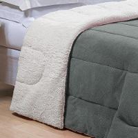 Coberdrom 1 Peça Solteiro Fleece Com Sherpa Noruega 100% Poliéster - Cinza - 3