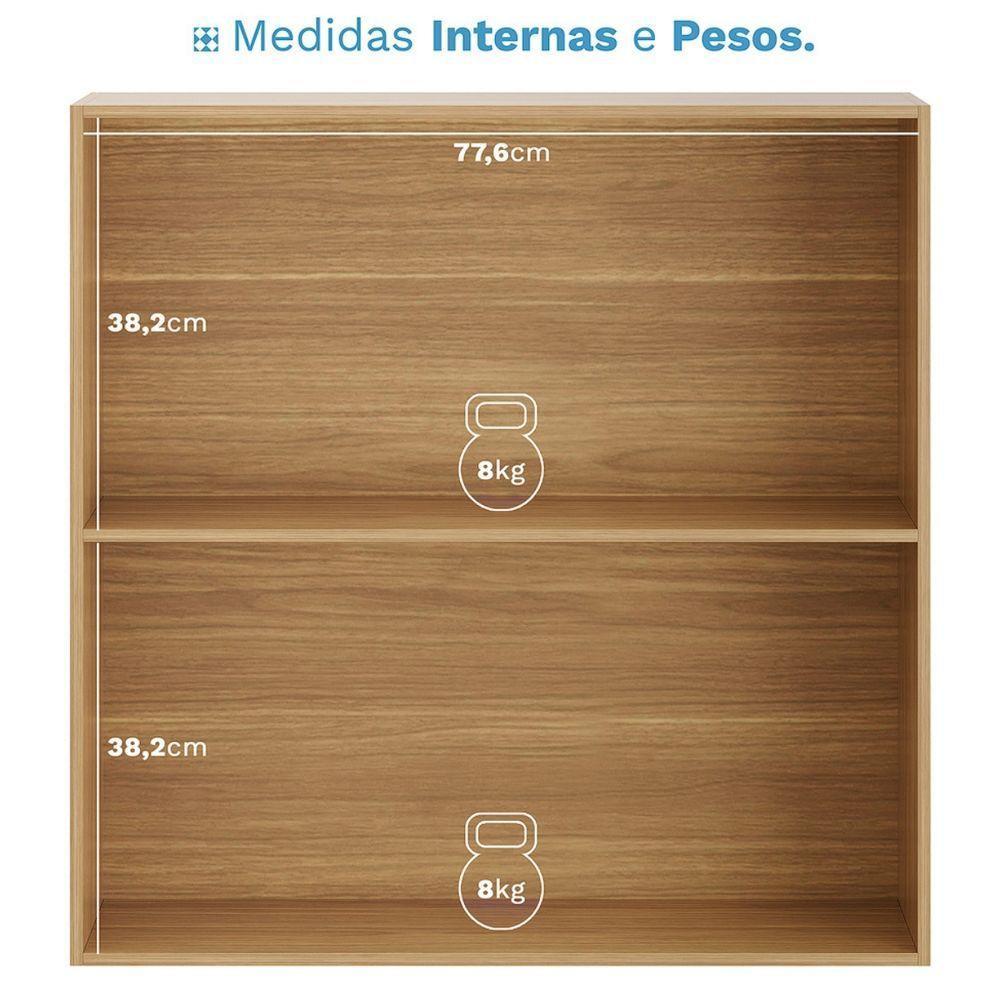 Armário Aéreo De Cozinha Art 2 Portas 80 Cm Kit's Paraná Cor:freijó Riscatto - 3