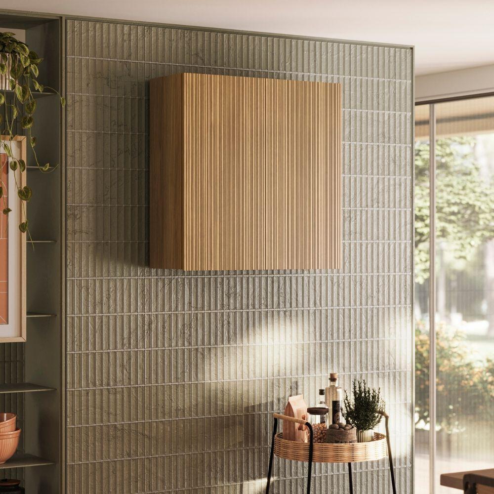 Armário Aéreo De Cozinha Art 2 Portas 80 Cm Kit's Paraná Cor:freijó Riscatto - 5