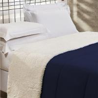 Coberdrom 1 Peça Queen Percal 200 Fios Com Sherpa Flupy 100% Poliéster - Marinho - 3