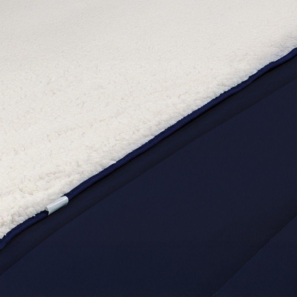 Coberdrom 1 Peça Queen Percal 200 Fios Com Sherpa Flupy 100% Poliéster - Marinho - 2