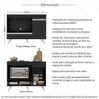 Balcão Para Cooktop E Forno 105cm 1 Porta 1 Gaveta Veneza Multimóveis Mp2258 - Preto/branco - 3