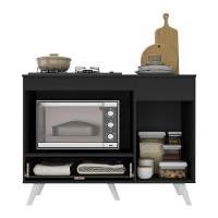 Balcão Para Cooktop E Forno 105cm 1 Porta 1 Gaveta Veneza Multimóveis Mp2258 - Preto/branco - 5