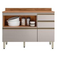 Balcao Com Tampo 4g 1p 120 Cm Mdf Proenca Nogueira Nude Prime Demartez Nogueira Nude Prime - 9