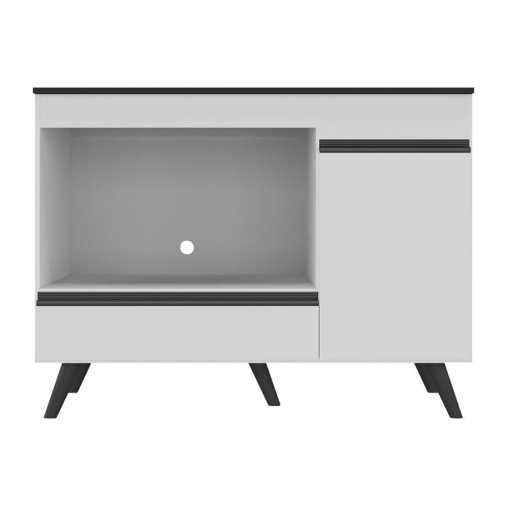 Balcão Para Cooktop E Forno 105cm 1 Porta 1 Gaveta Veneza Multimóveis Mp2258 - Branco/preto - 2