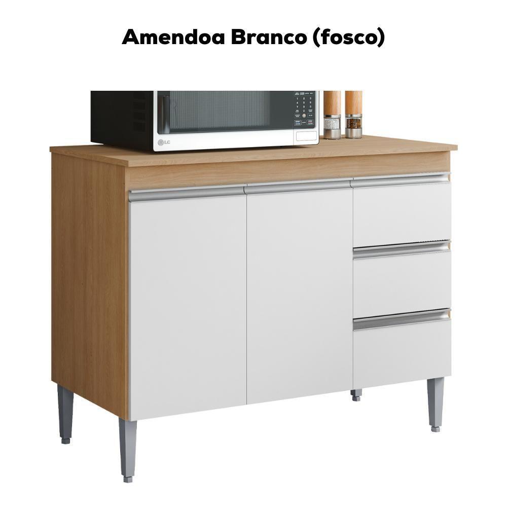 Balcao Com Tampo 2 Pt 3 G 100 Cm Andreia Reajl Moveis Amendoa Branco - 4