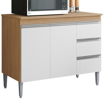 Balcao Com Tampo 2 Pt 3 G 100 Cm Andreia Reajl Moveis Amendoa Branco