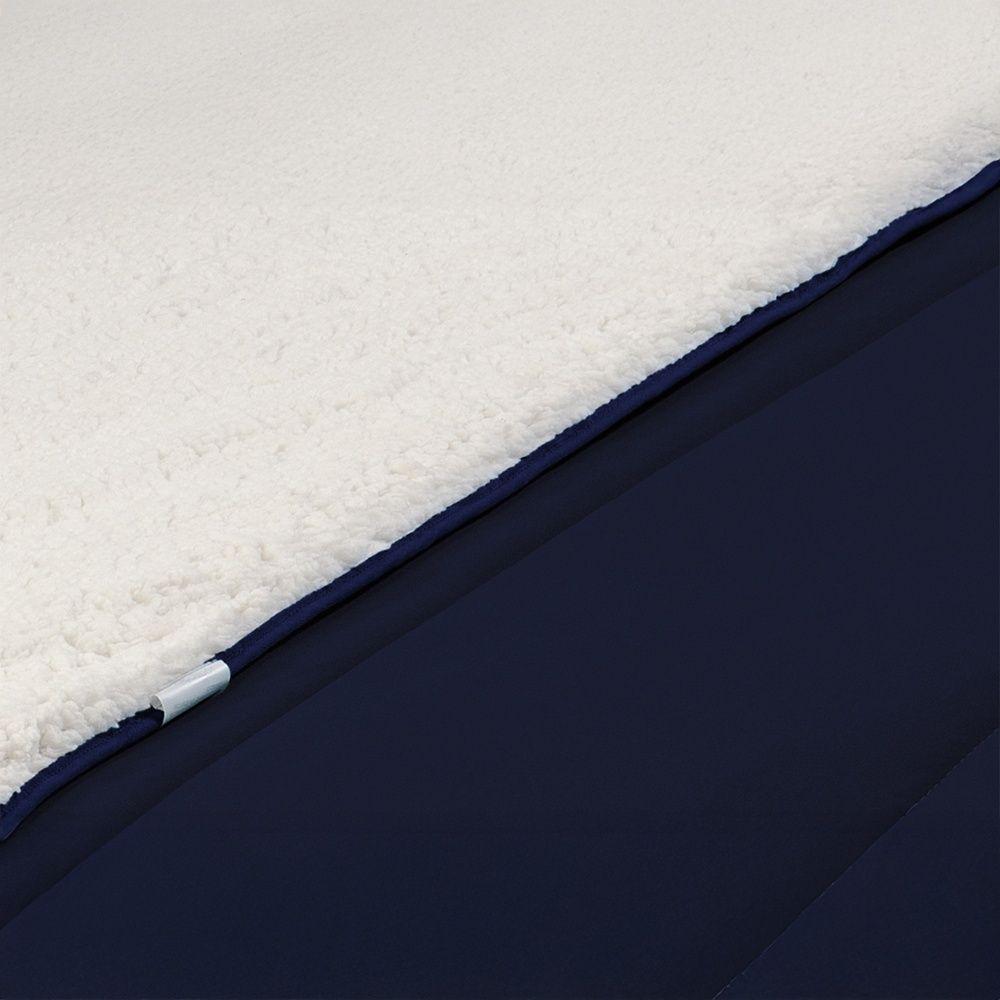 Coberdrom 1 Peça Solteiro Percal 200 Fios Com Sherpa Flupy 100% Poliéster - Marinho - 2