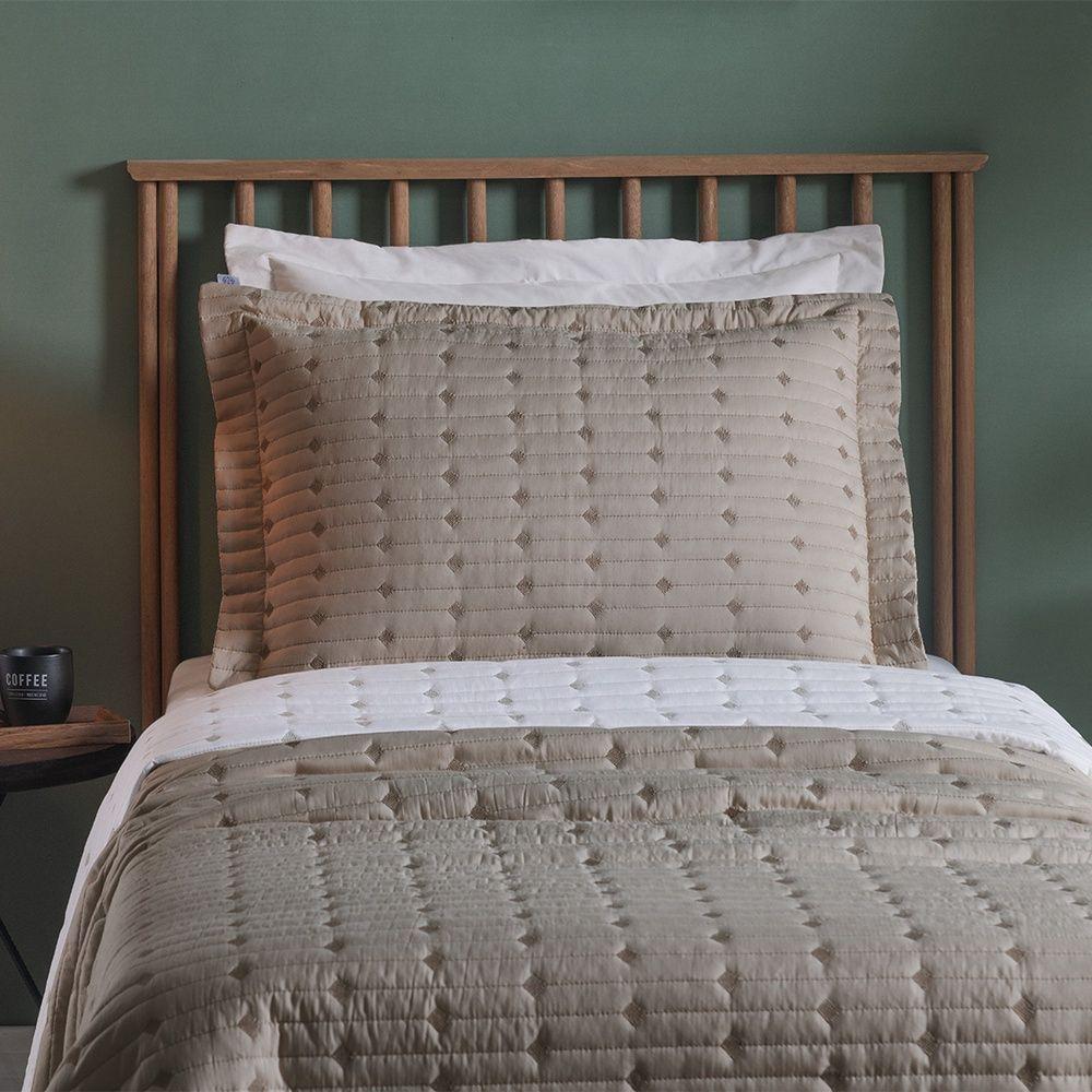 Cobre Leito 2 Peças Solteiro Percal 200 Fios Decor 100% Poliéster - Avelã - 4