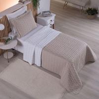 Cobre Leito 2 Peças Solteiro Percal 200 Fios Cristal 100% Poliéster - Avelã - 3