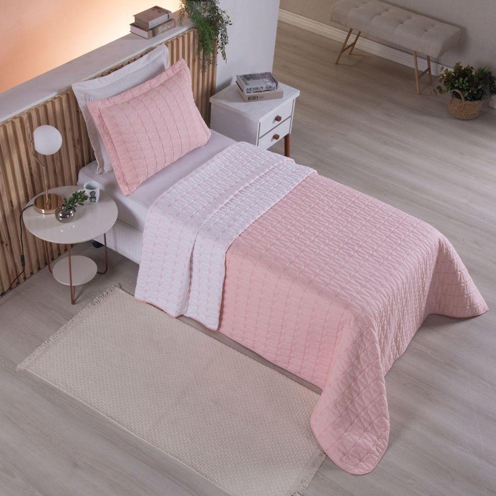 Cobre Leito 2 Peças Solteiro Percal 200 Fios Cristal 100% Poliéster - Rose - 4