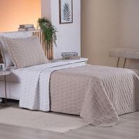 Cobre Leito 2 Peças Solteiro Percal 200 Fios Cristal 100% Poliéster - Avelã - 4