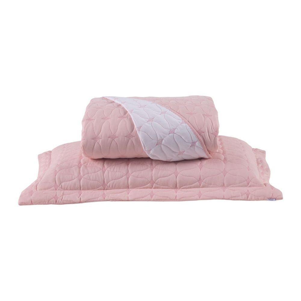 Cobre Leito 2 Peças Solteiro Percal 200 Fios Cristal 100% Poliéster - Rose - 1
